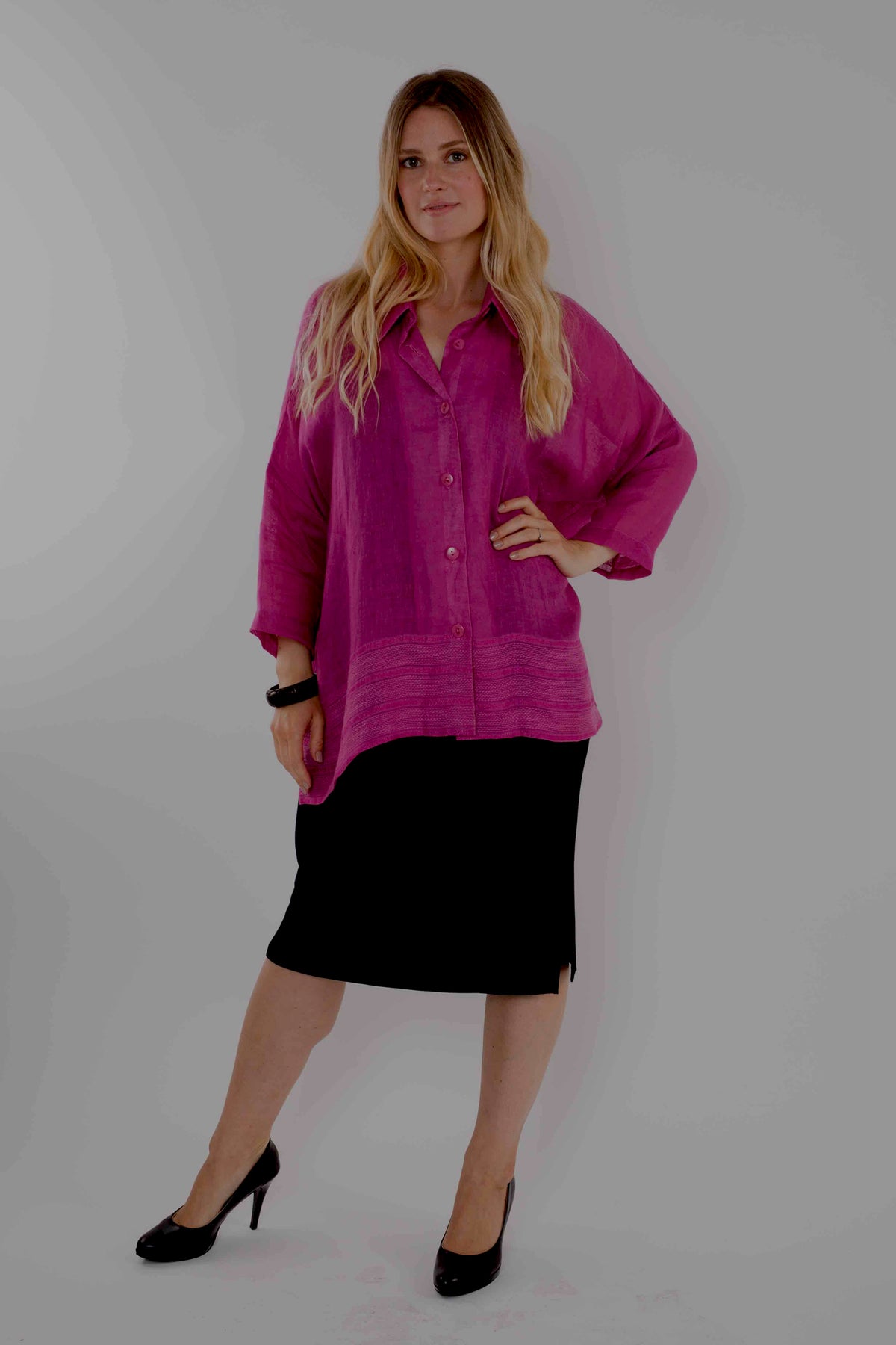 Raspberry Light Linen Shirt