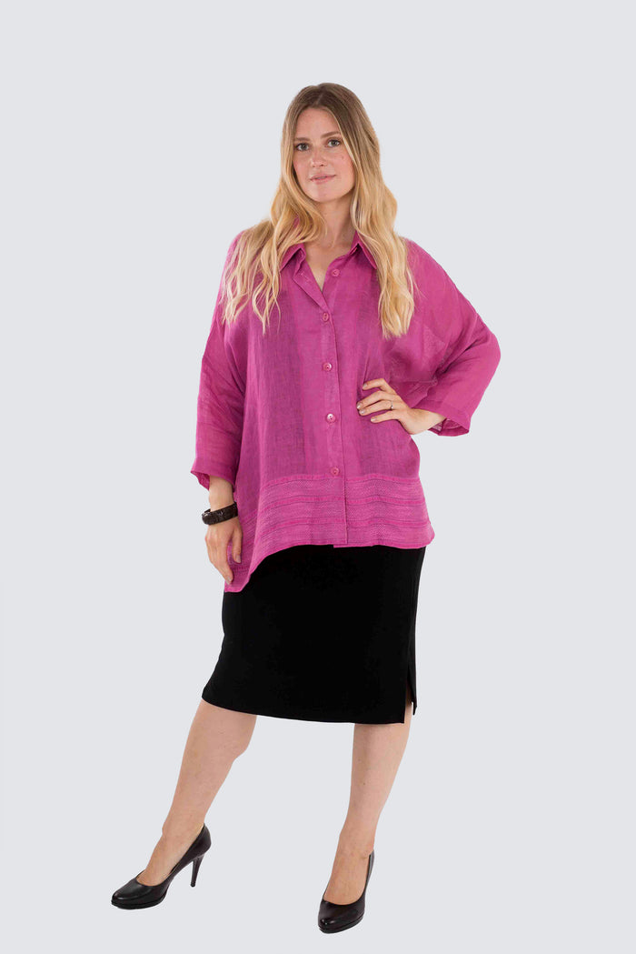 Raspberry Light Linen Shirt