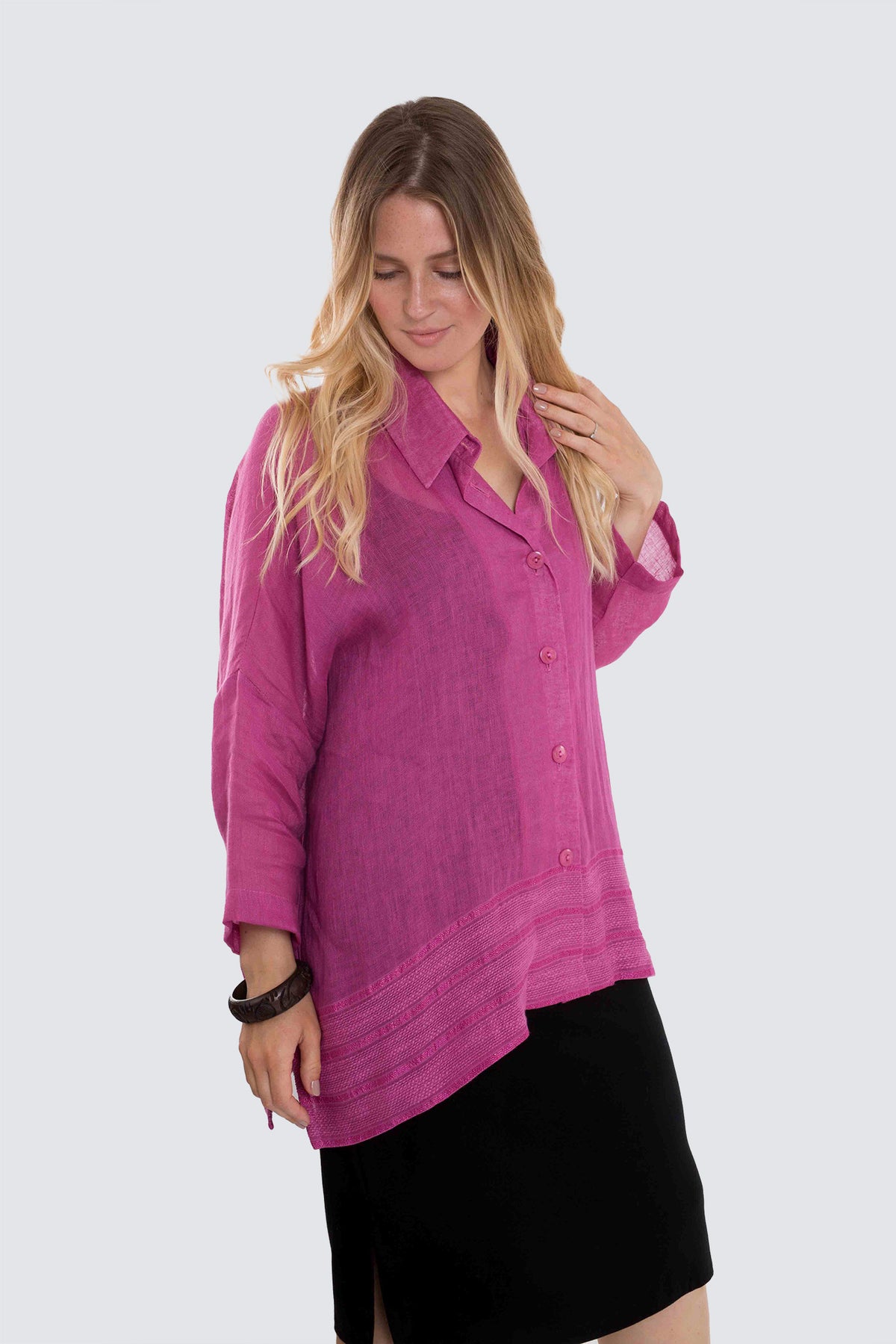 Raspberry Light Linen Shirt