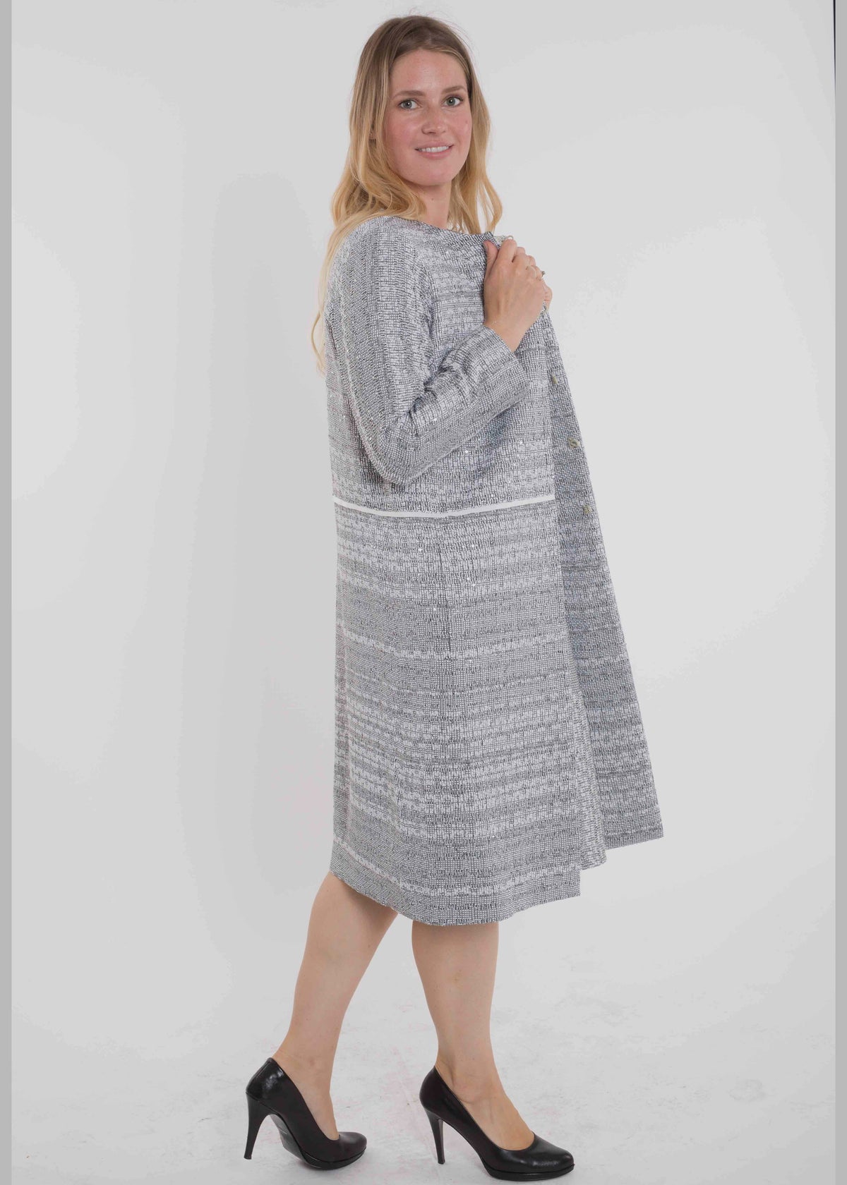 SEQUIN & JACQUARD COAT