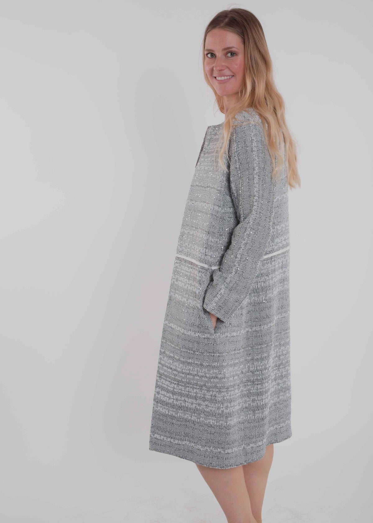 SEQUIN & JACQUARD COAT