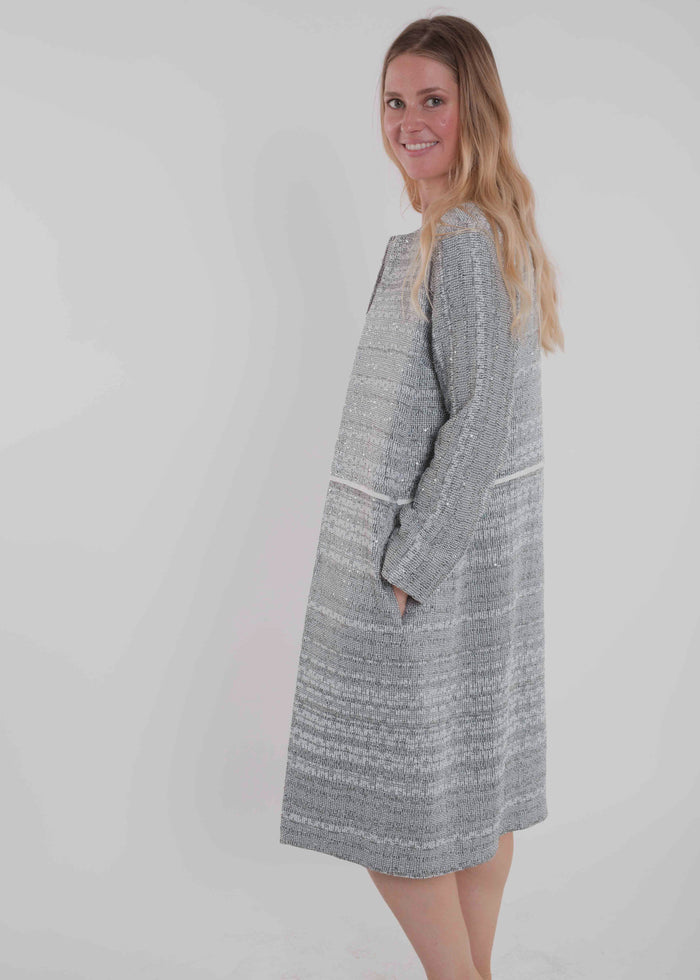 SEQUIN & JACQUARD COAT