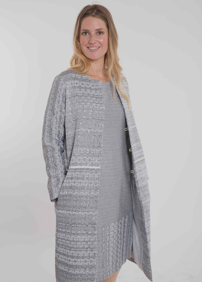 SEQUIN & JACQUARD COAT