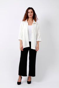 Long Oversized Textured Shirt Jacket