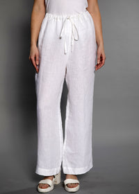 White Linen Drawstring Trousers