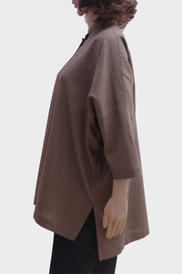 Organic Linen Mandarin Collar Shirt