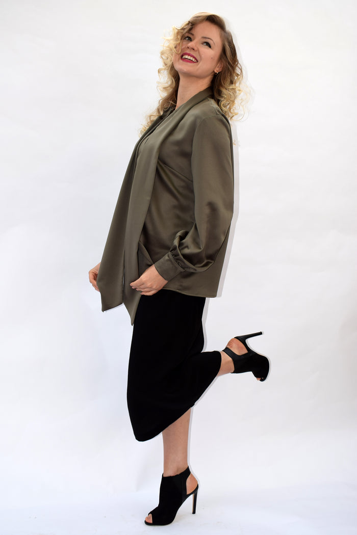Golden Olive Satin Blouse