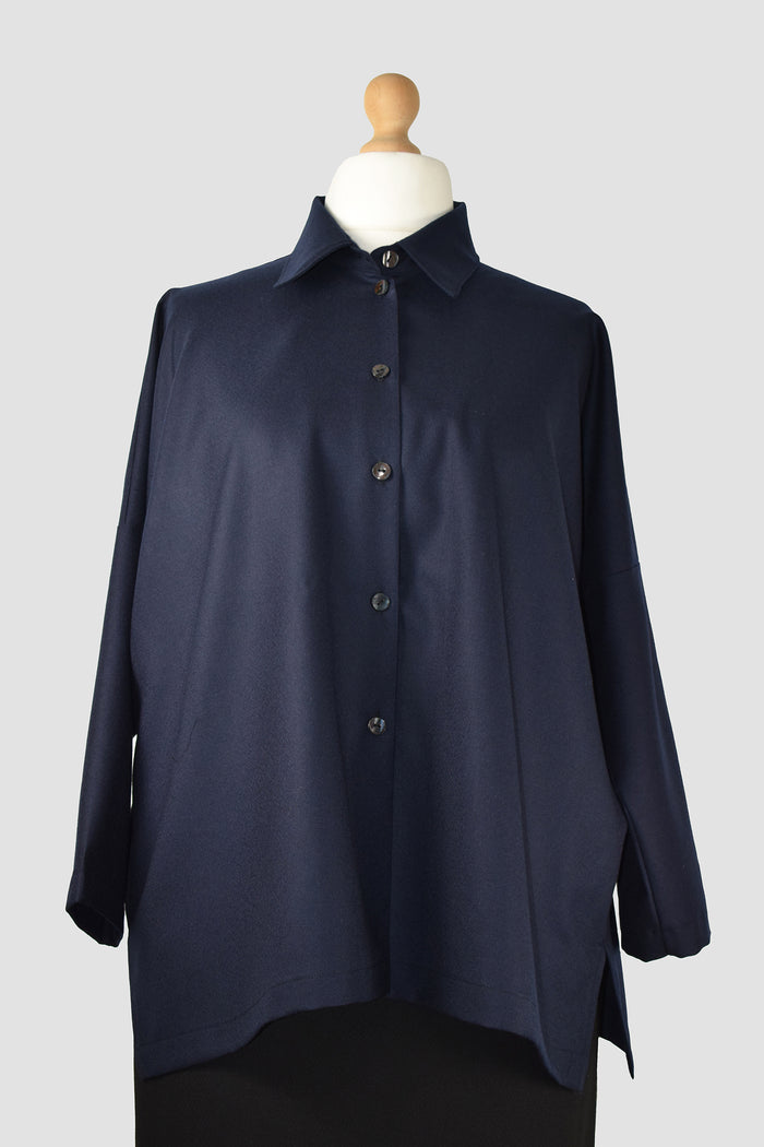 Dark Navy Blue Wool Shirt
