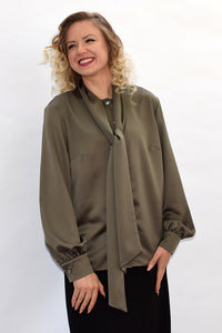 Golden Olive Satin Blouse