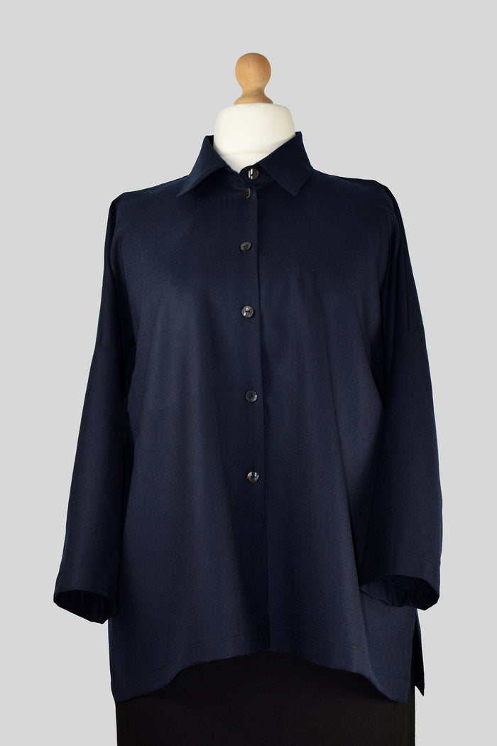 Dark Navy Blue Wool Shirt