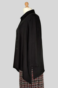 Black shirt picture taken from left side