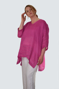 Raspberry Lightweight Linen Tunic
