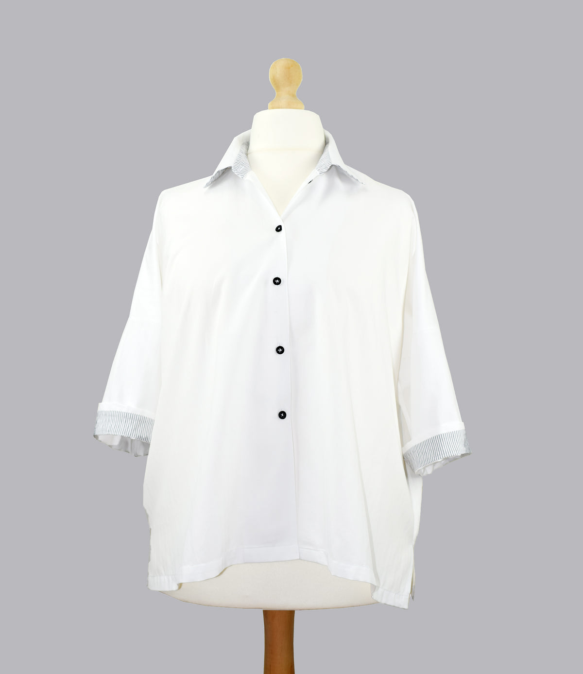 White Contrast Cotton Shirt
