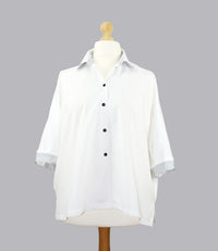White Contrast Cotton Shirt