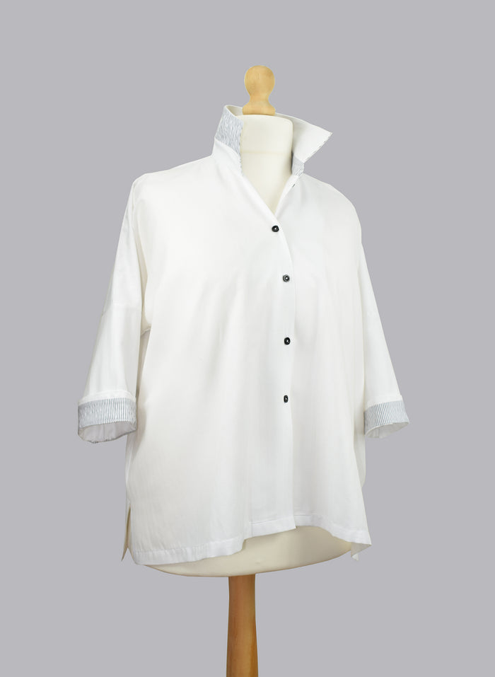 White Contrast Cotton Shirt