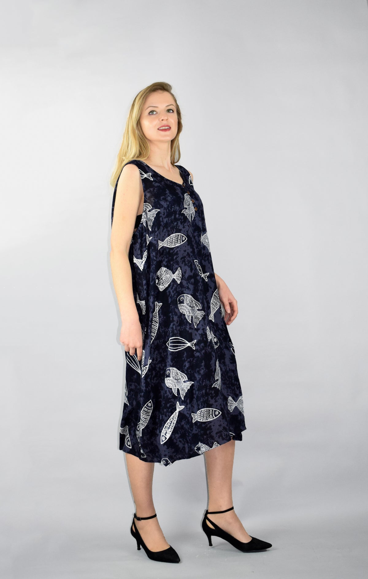 Printed Dark Ink Summer Dress