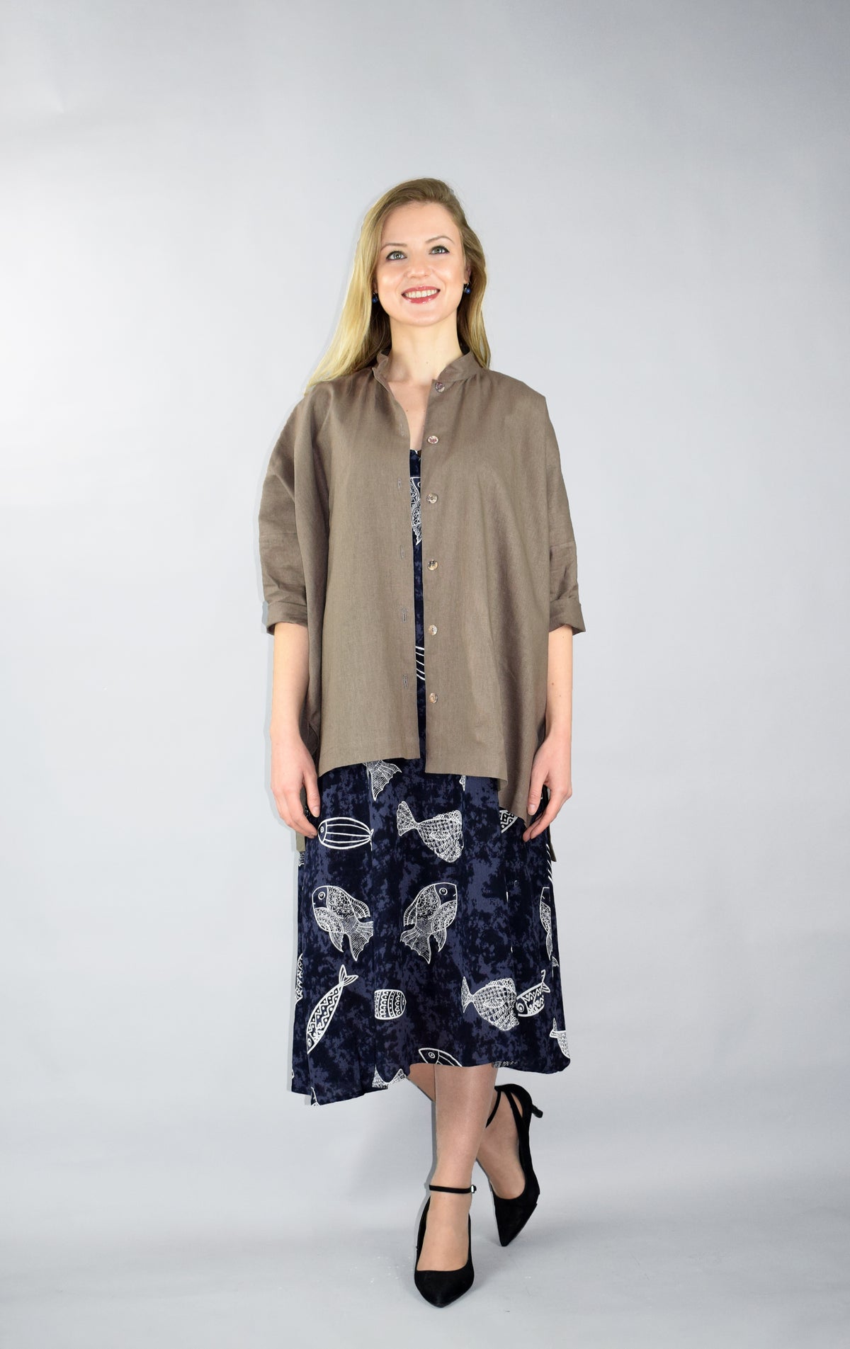 Printed Dark Ink Summer Dress