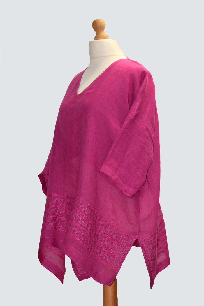 Raspberry Lightweight Linen Tunic