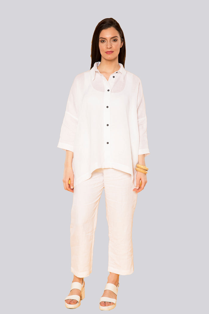 Pure White Linen Shirt