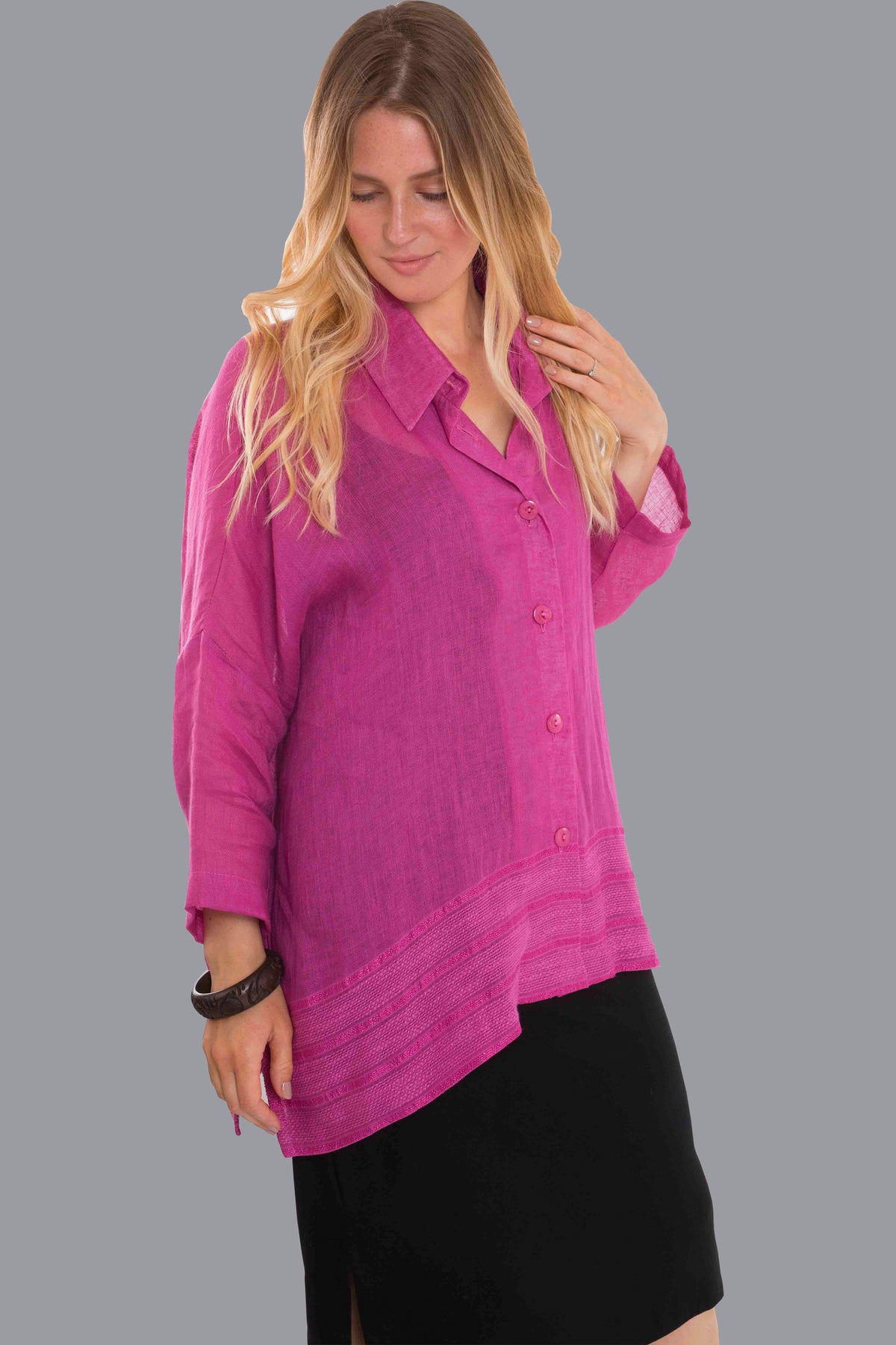 Raspberry Light Linen Shirt