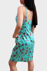 Flower Printed Dress Aqua Blue