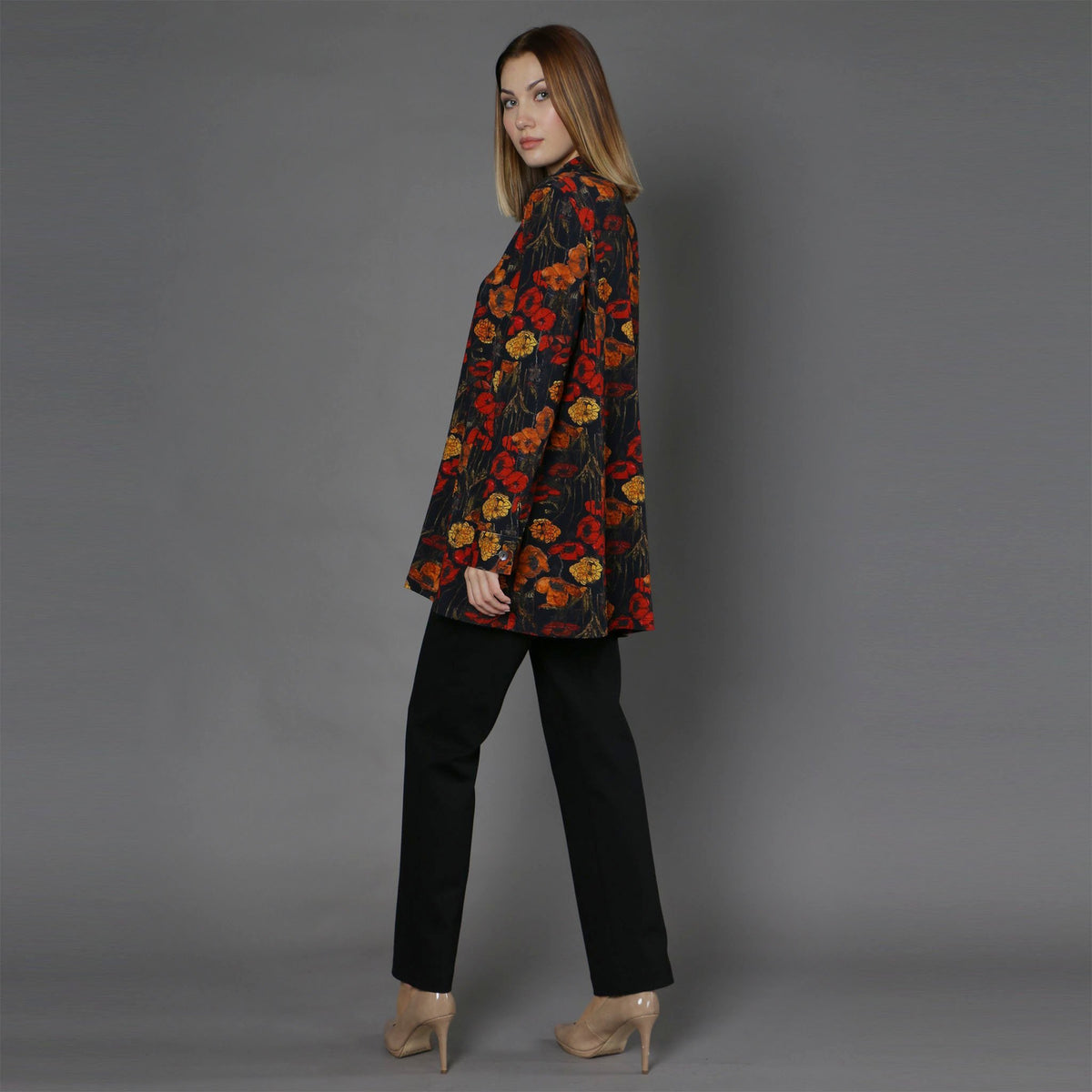LONG JERSEY RED FLOWER SHIRT