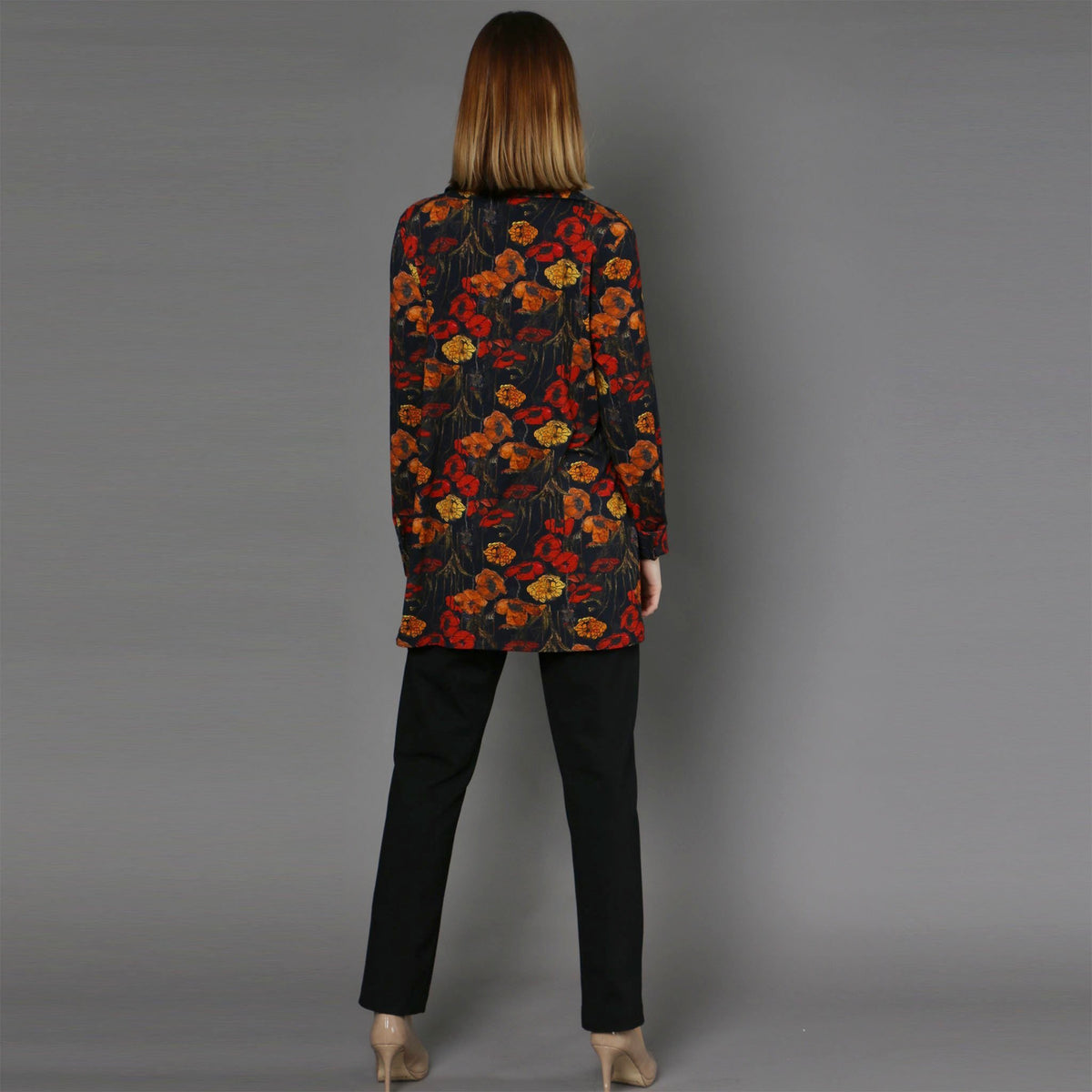 LONG JERSEY RED FLOWER SHIRT