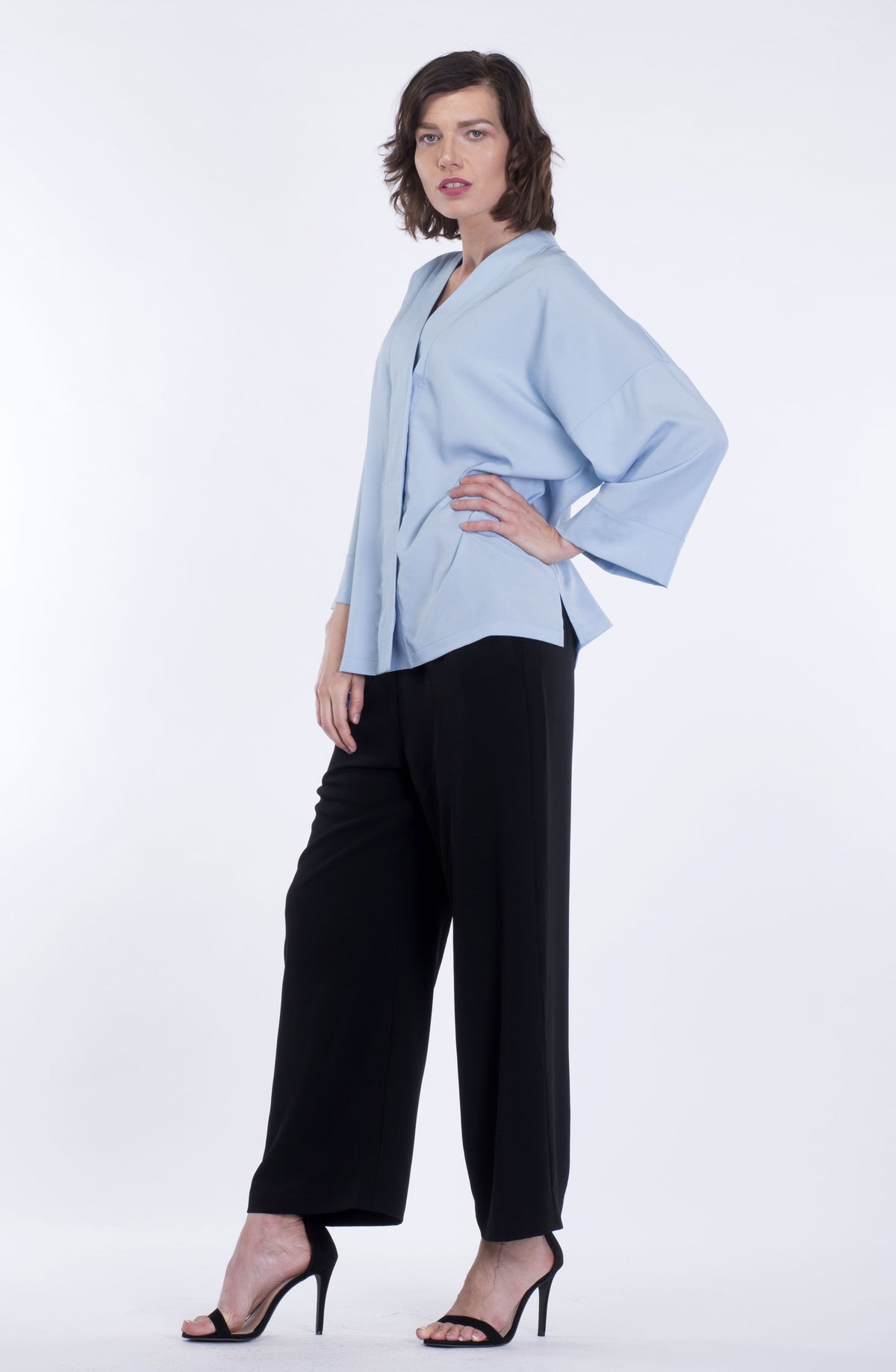 Pull On Black Polyester Trousers
