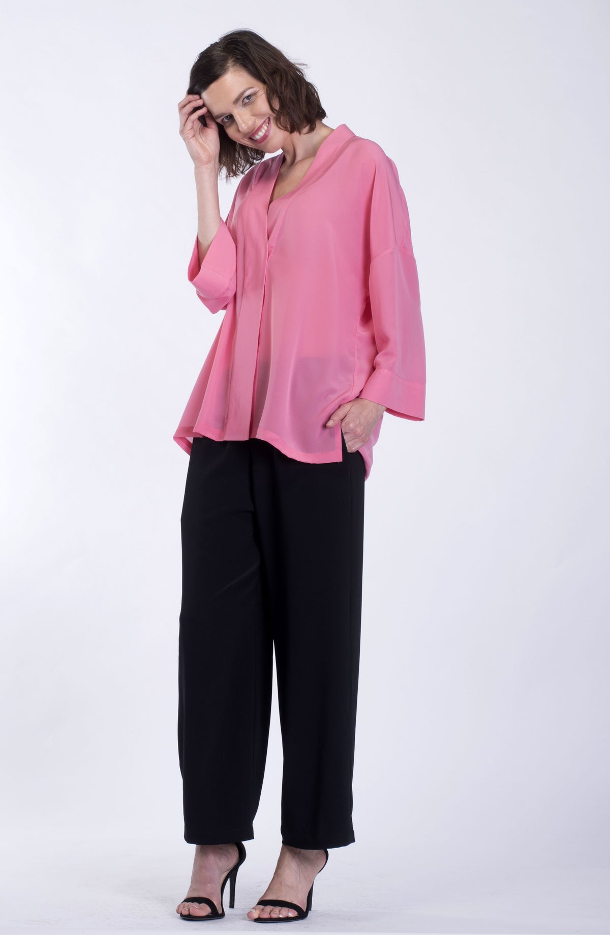 Pink Rose Kimono Shirt