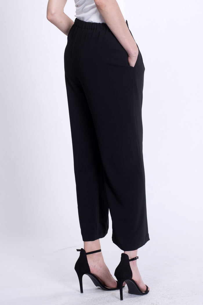 Pull On Black Polyester Trousers