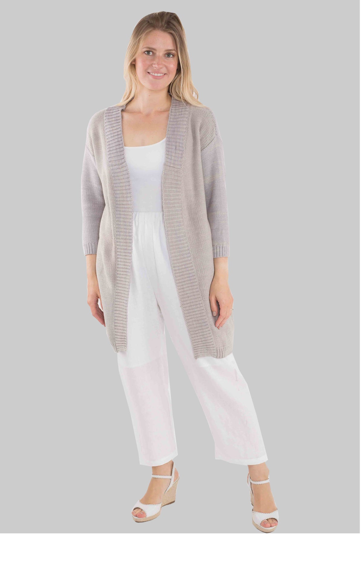 White Cropped Linen Trousers