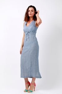 Long Sleeveless Linen Dress
