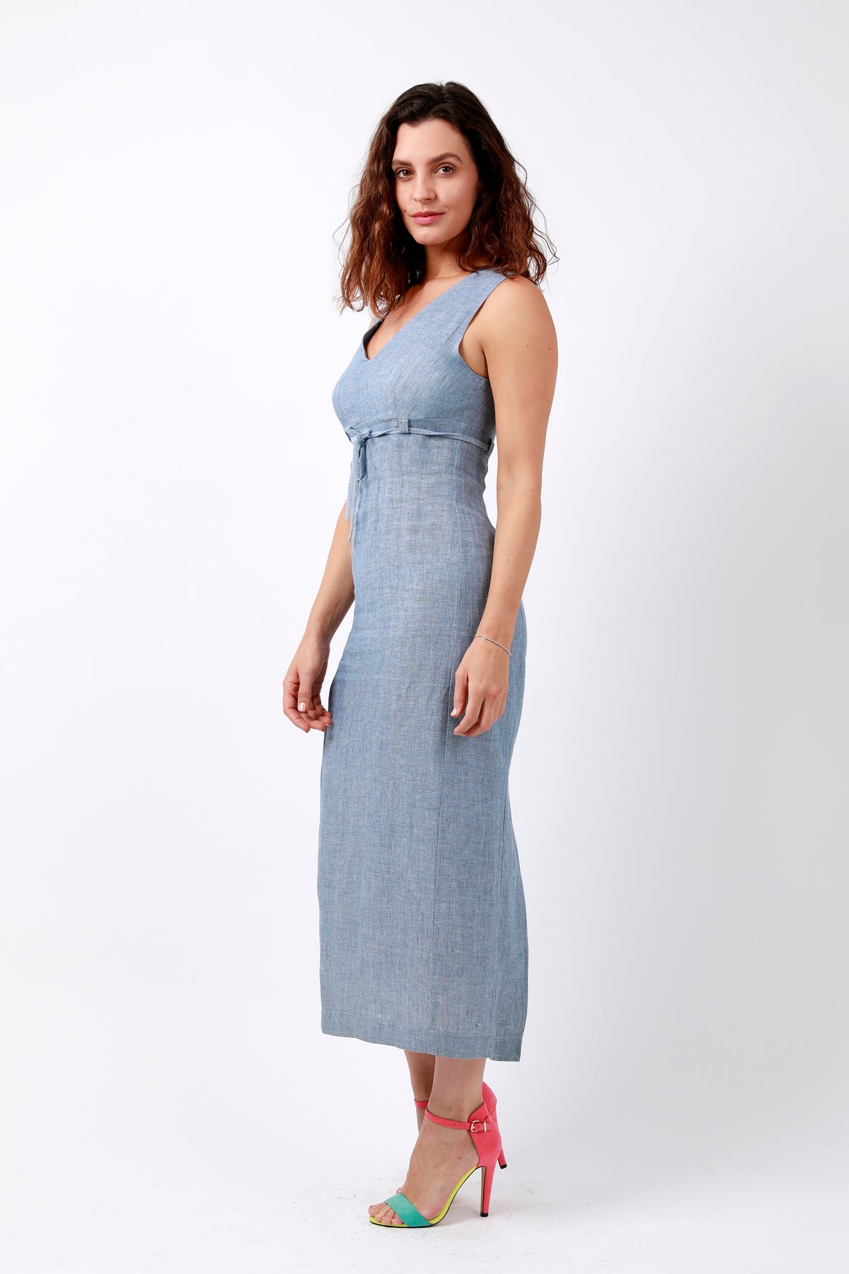 Long Sleeveless Linen Dress