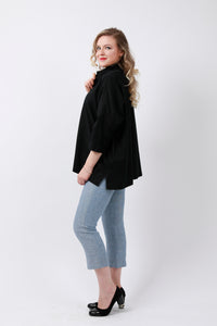 Mandarin soft cotton Black Shirt