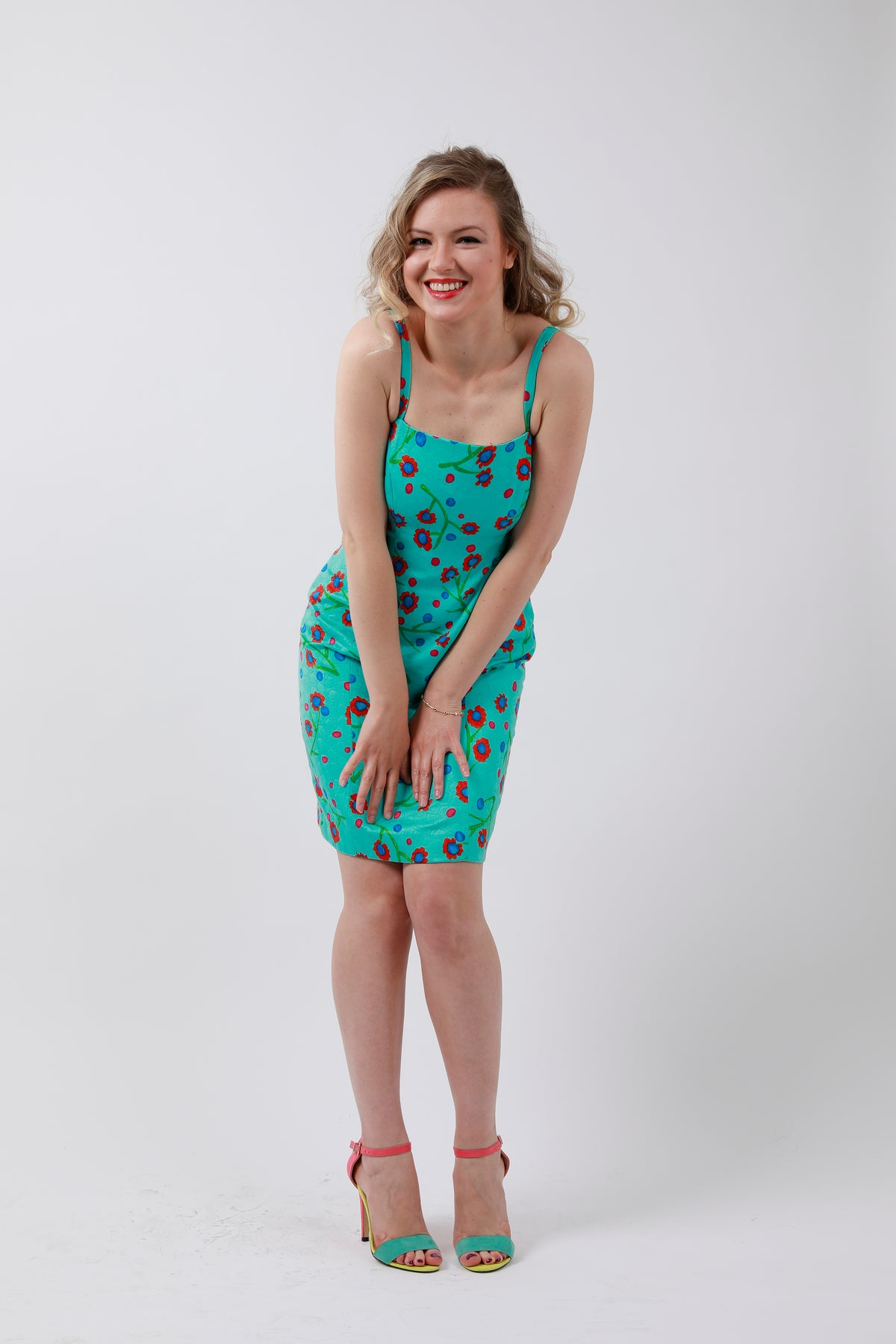 Flower Printed Dress Aqua Blue