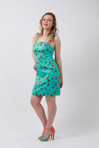 Flower Printed Dress Aqua Blue