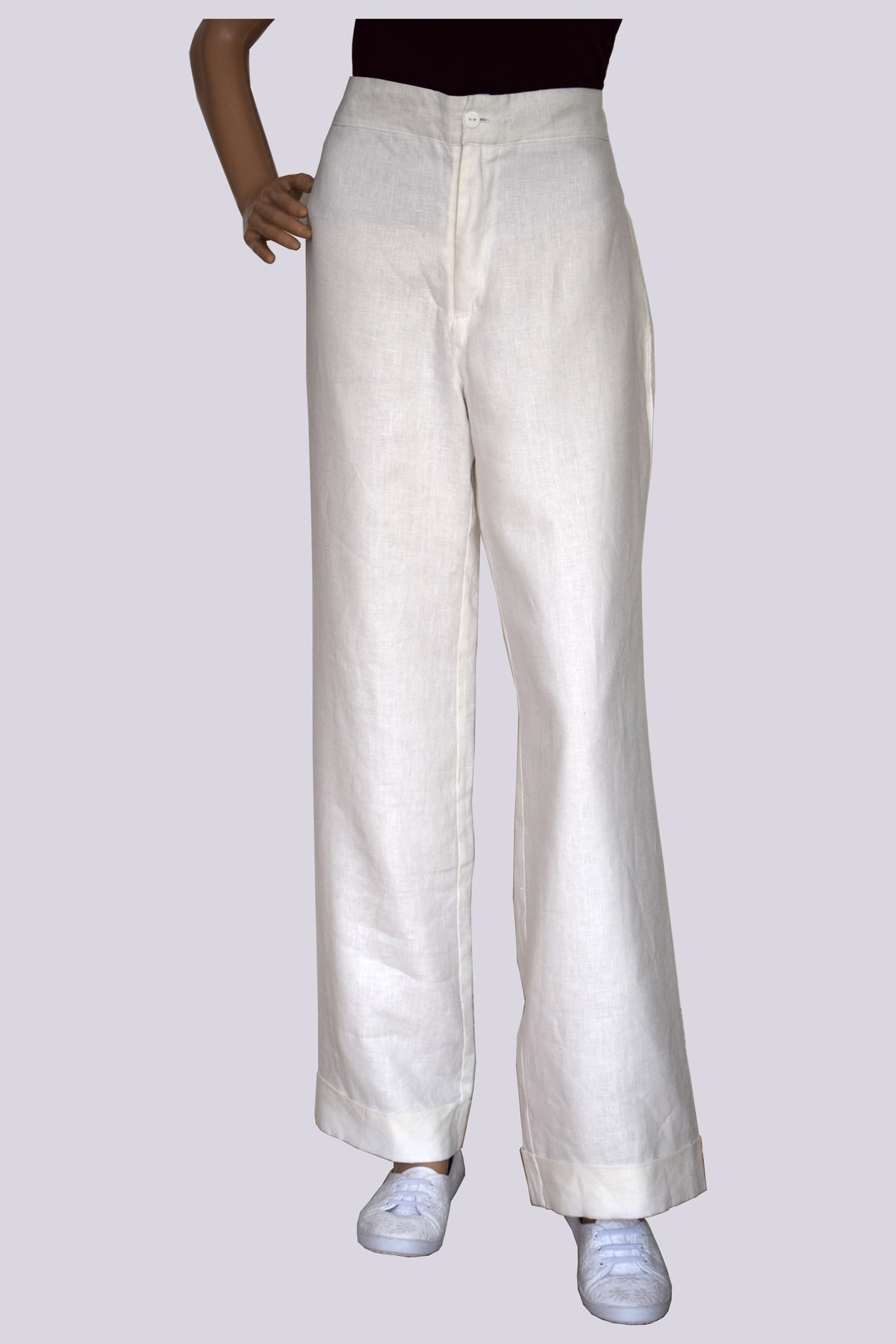 Long White Linen Trousers