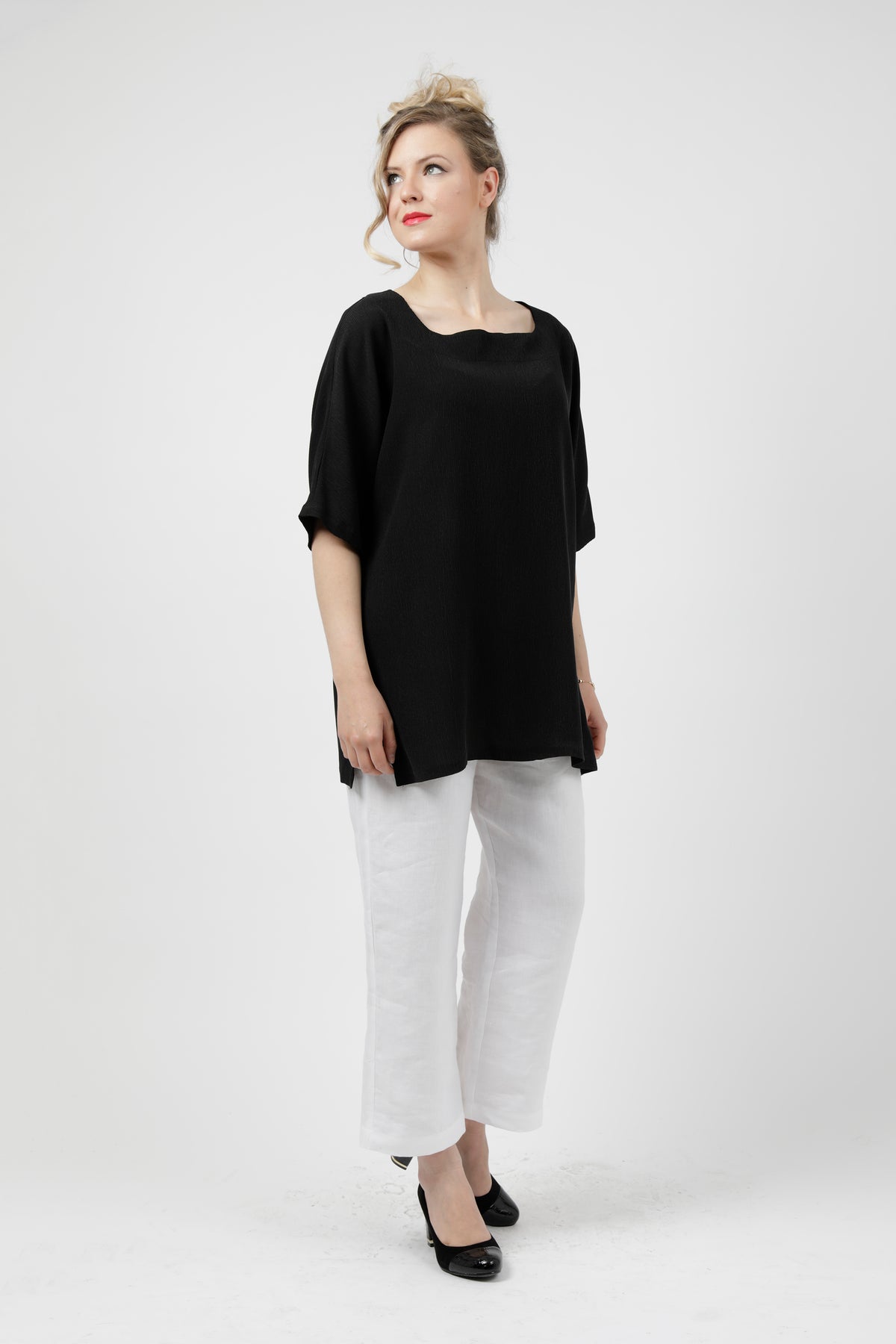 Black Round Neck Top