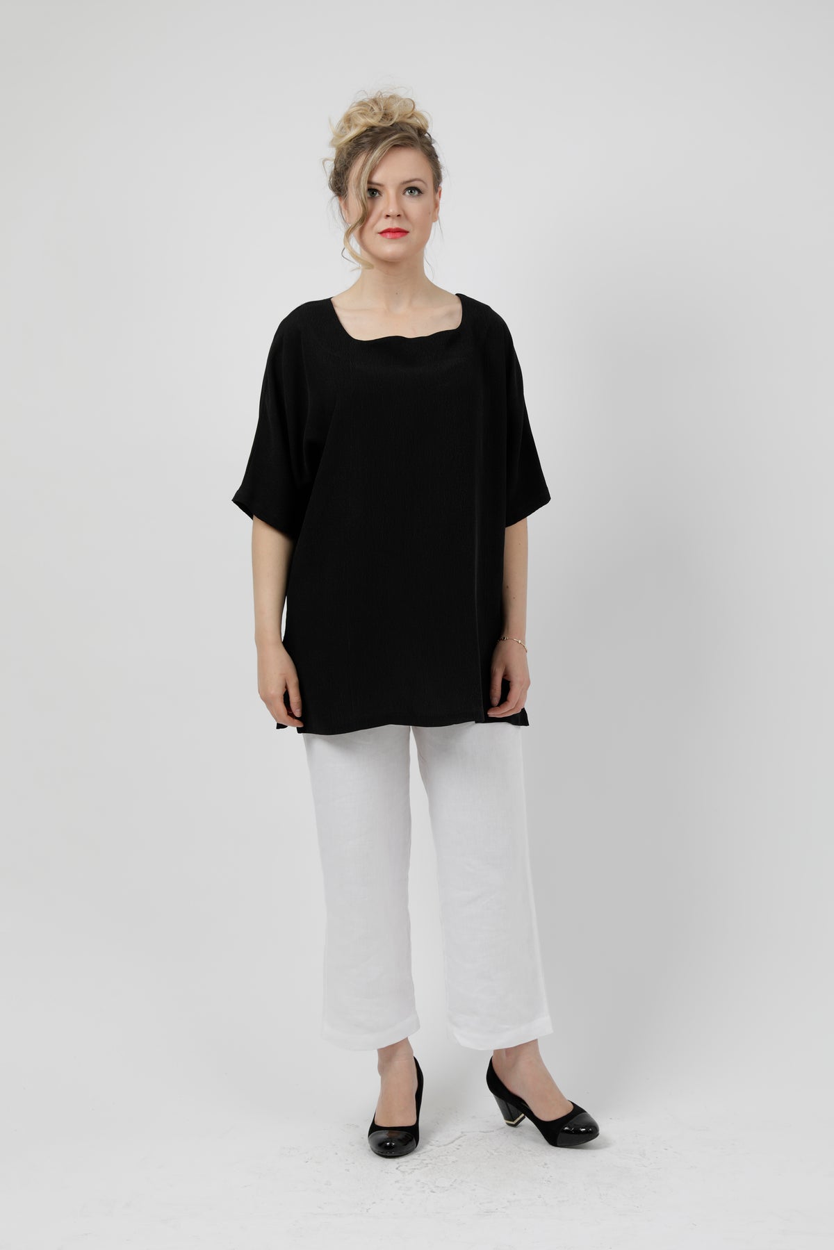 Black Round Neck Top