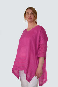 Raspberry Lightweight Linen Tunic
