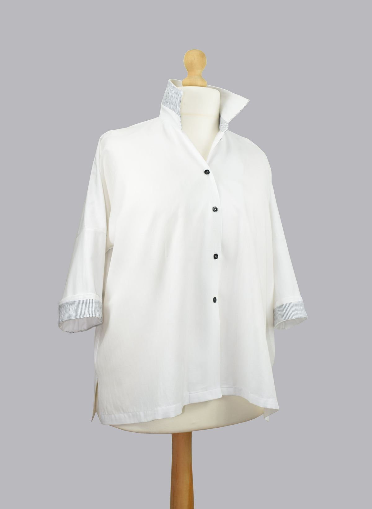 White Contrast Cotton Shirt