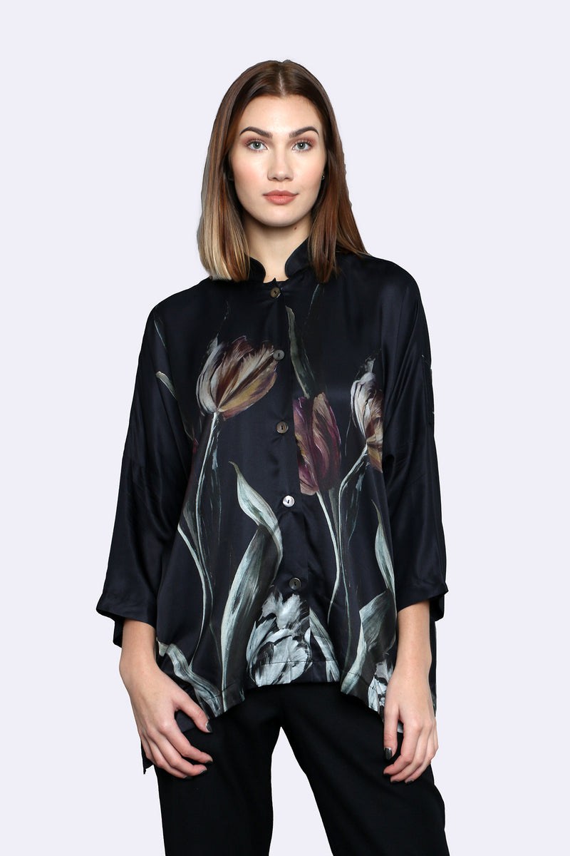Tulip Printed Oversized Shirt