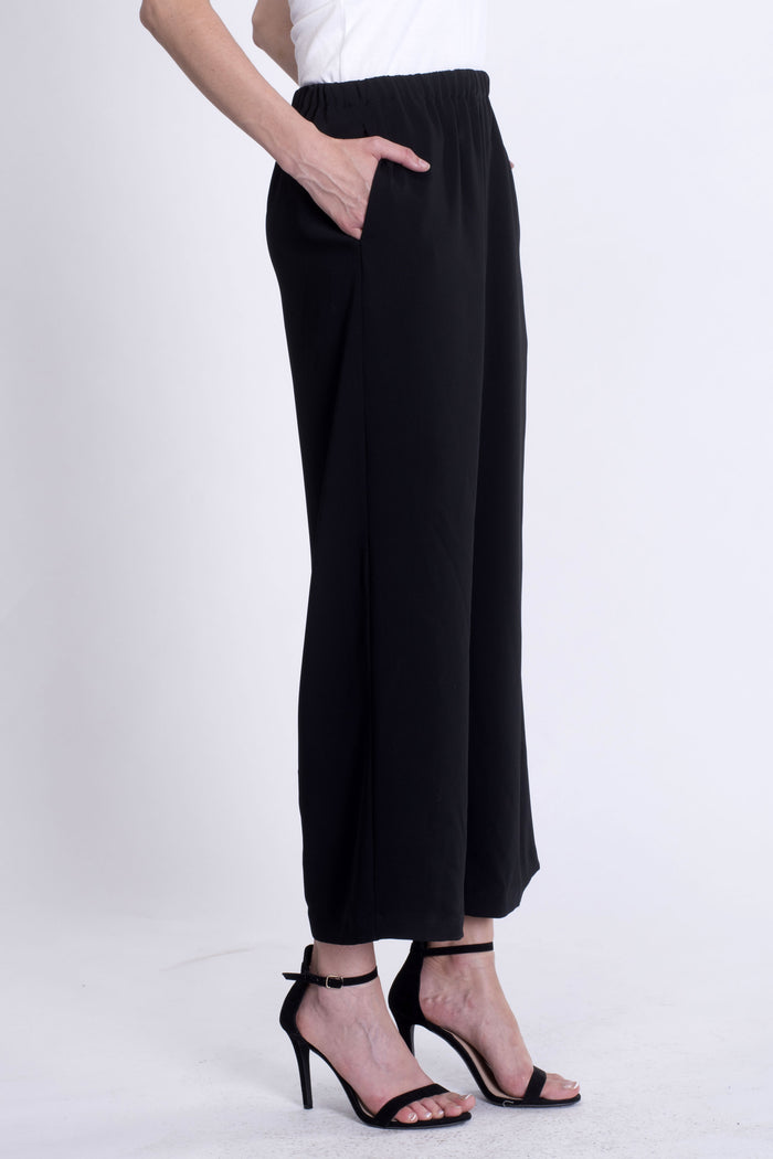 Pull On Black Polyester Trousers