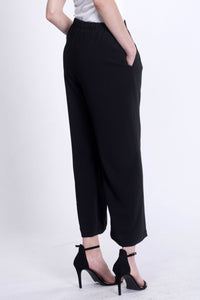 Pull On Black Polyester Trousers