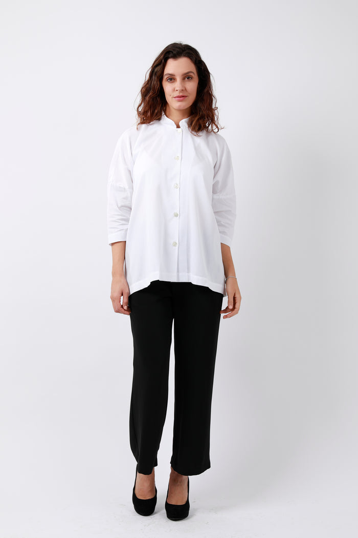 Mandarin Collar Shirt White