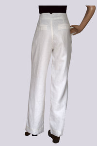 Long White Linen Trousers